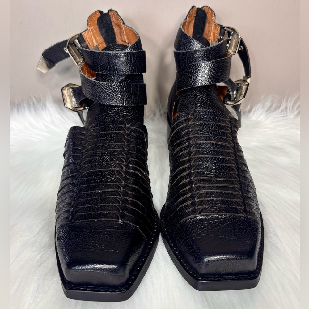 JEFFREY CAMPBELL Woven Leather Ankle Boots w/Buckle Straps - Picture 5 of 6